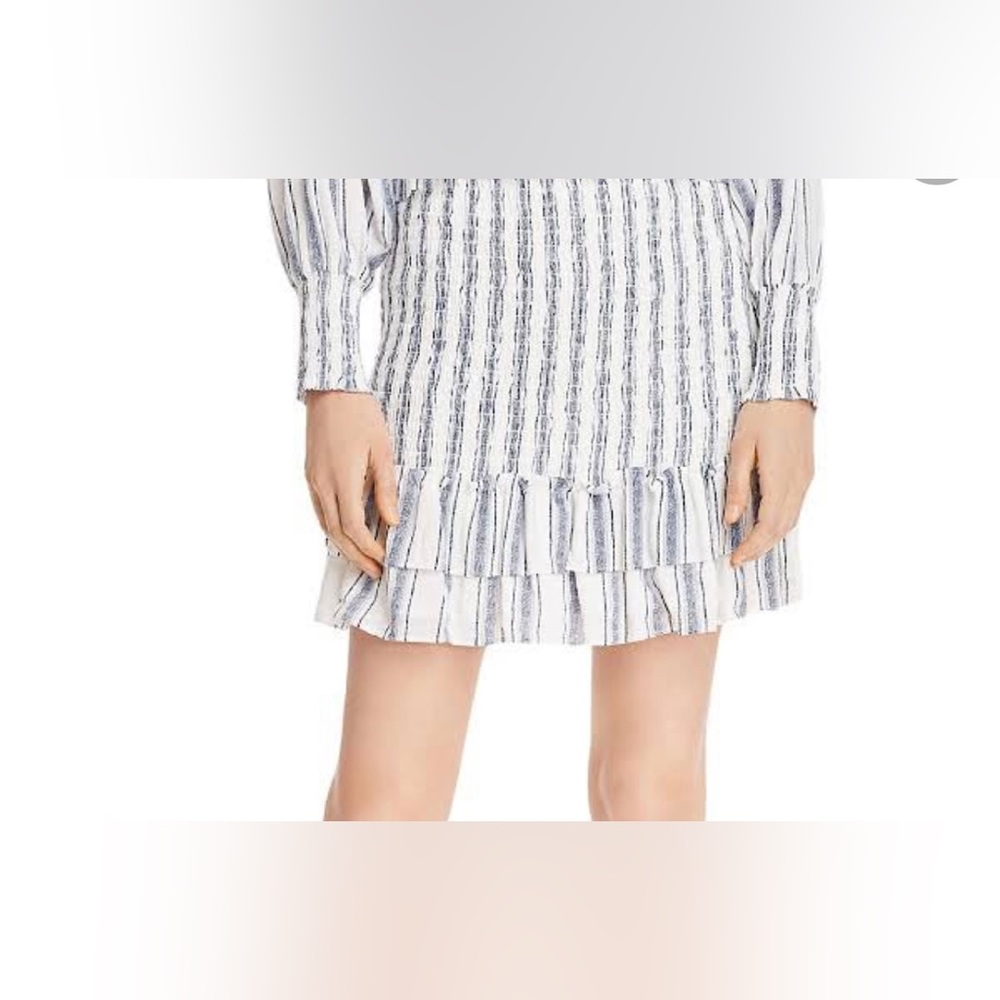 Aqua blue and white smocked skirt